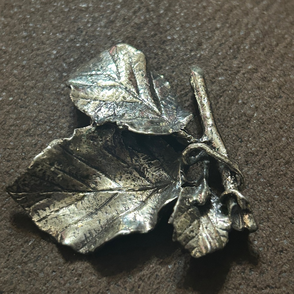 DANECRAFT Sterling Silver Leaf Leaves on Branch Pin Brooch Vintage